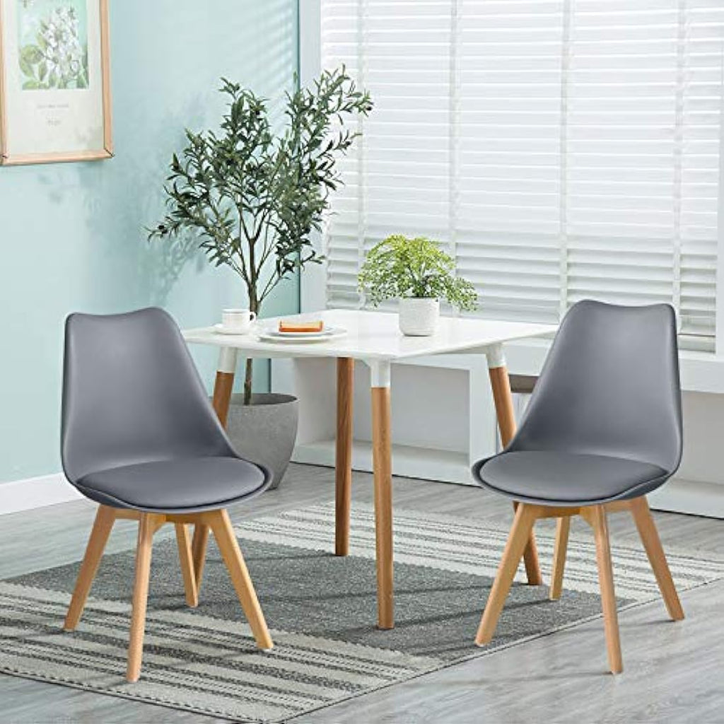 Jolof Store Grey Dining Chairs Set of 2 - Upholstered PU Leather