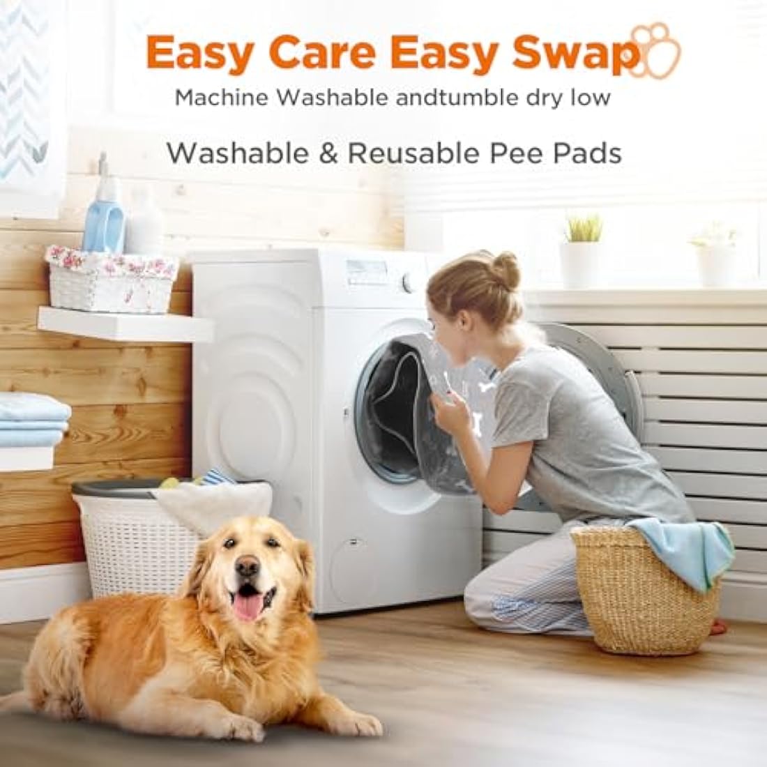 Baodan Washable Puppy Pads – Reusable Absorbent Dog Pee Mat (182x182cm)