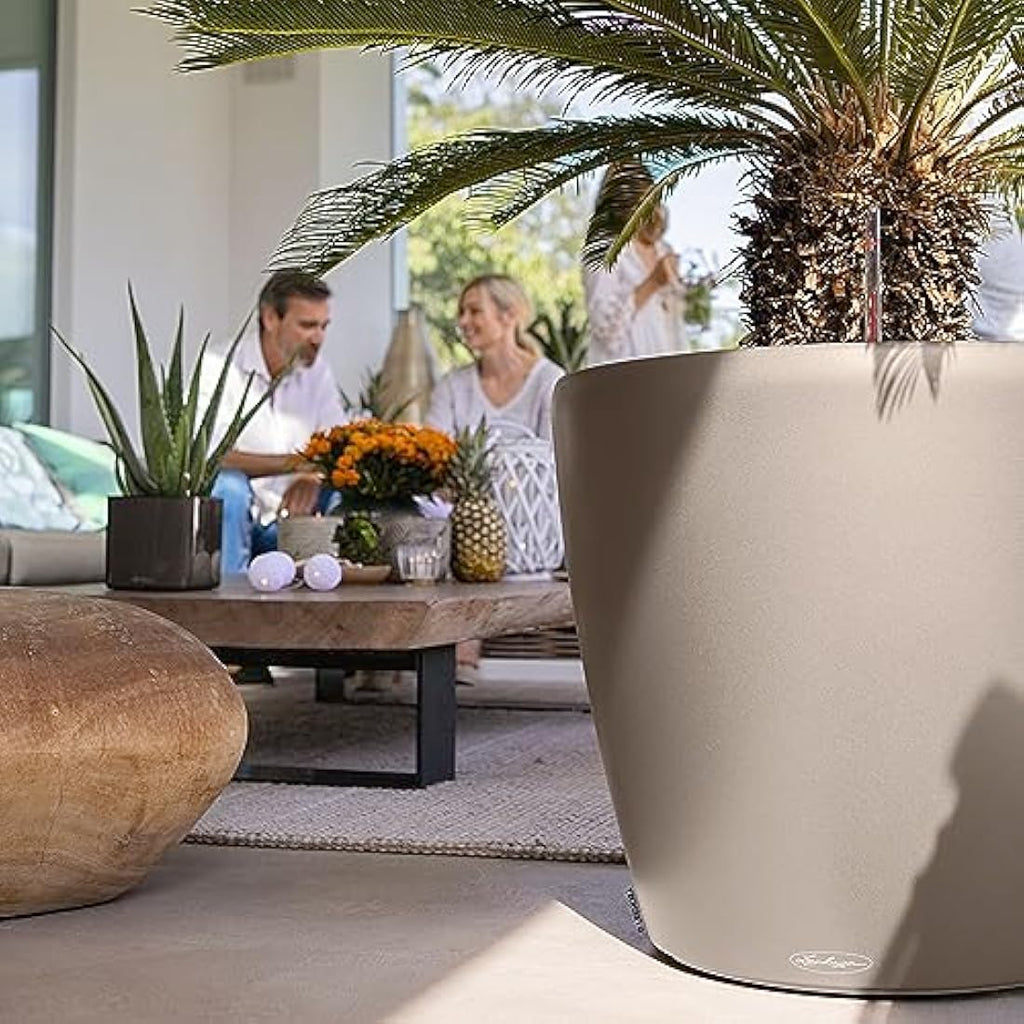 Lechuza CLASSICO Color 60 Self-Watering Planter | Sand Brown Poly-Resin