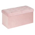 Bonlife Pink Velvet Folding Storage Ottoman Bench - 80cm Toy Chest Seat
