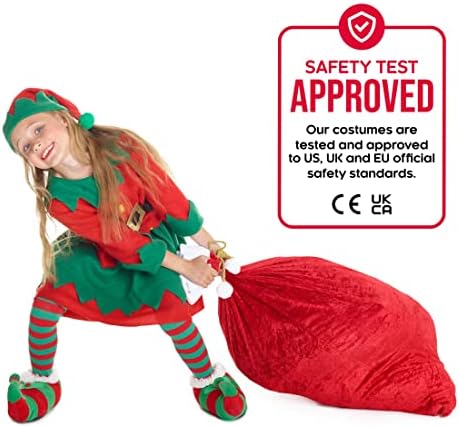 Jolof Store Children's Elf Costume – Festive Holiday Outfit, Sizes S-L