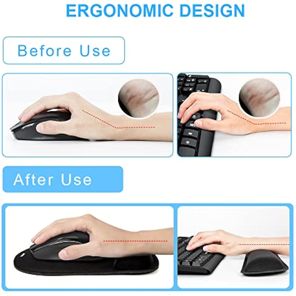 TECKNET Memory Foam Keyboard and Mouse Wrist Rest Set – Ergonomic Support