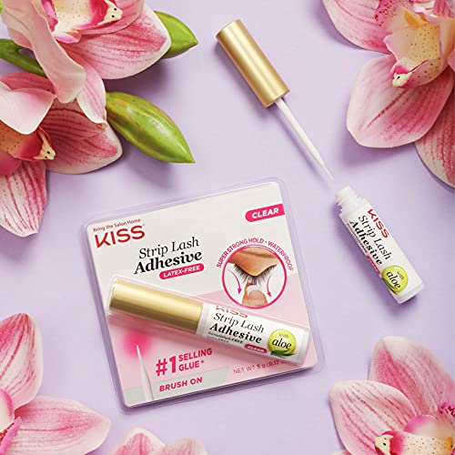 KISS 24 Hour Strip Eyelash Adhesive – Clear Latex-Free Glue with Aloe