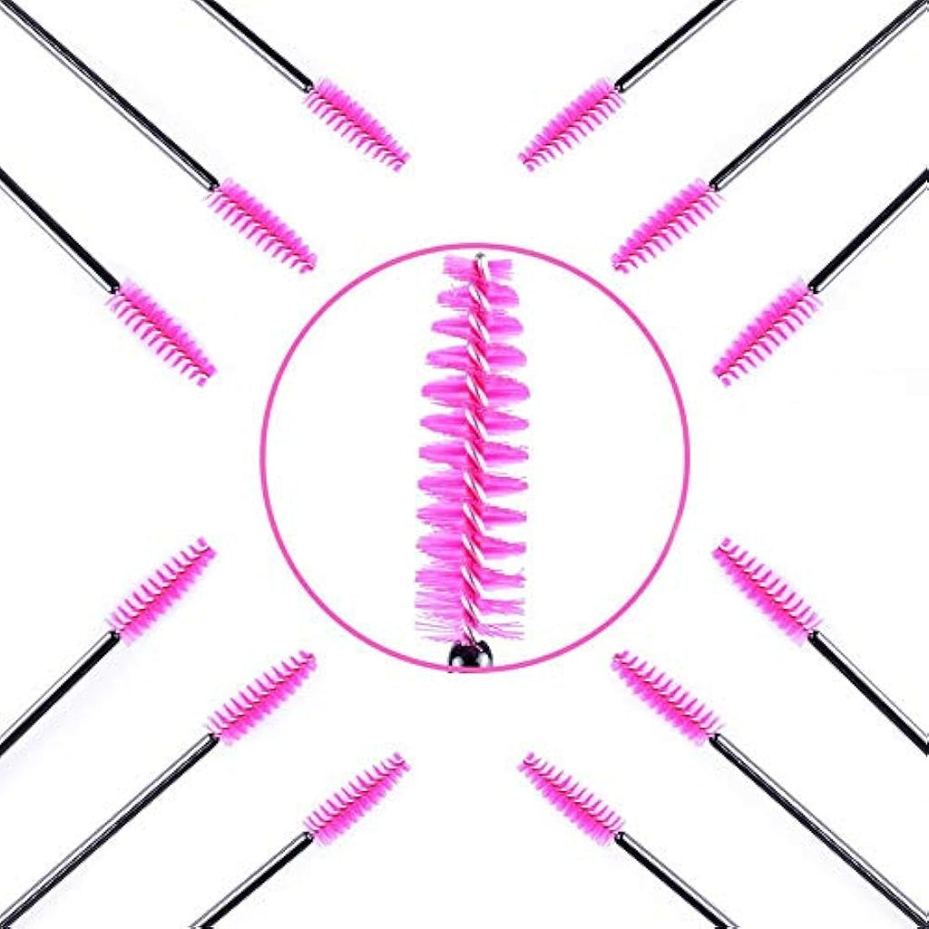 Jolof Store 50 PCS Disposable Eyelash Brushes – Mascara Wands (Black-Rose)
