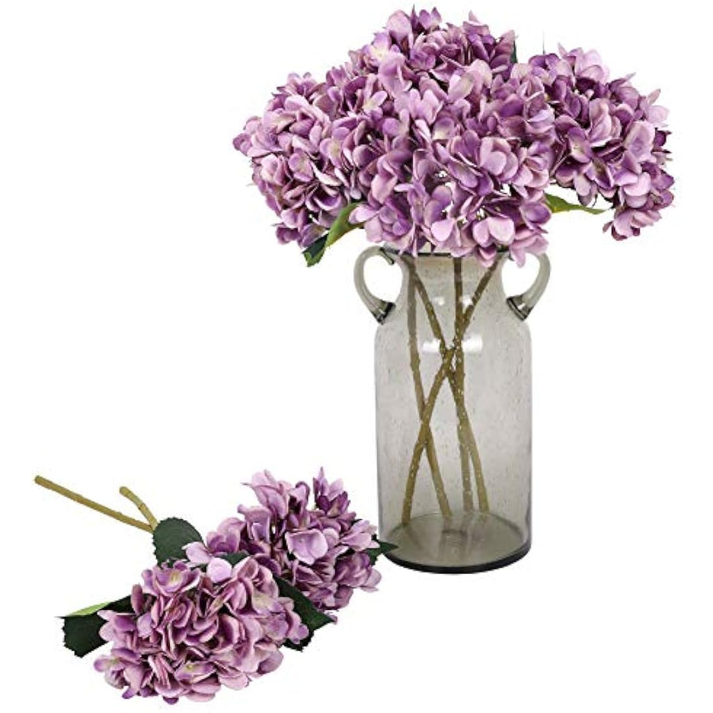 6Pcs Silk Hydrangea Artificial Flowers - Purple Bouquet