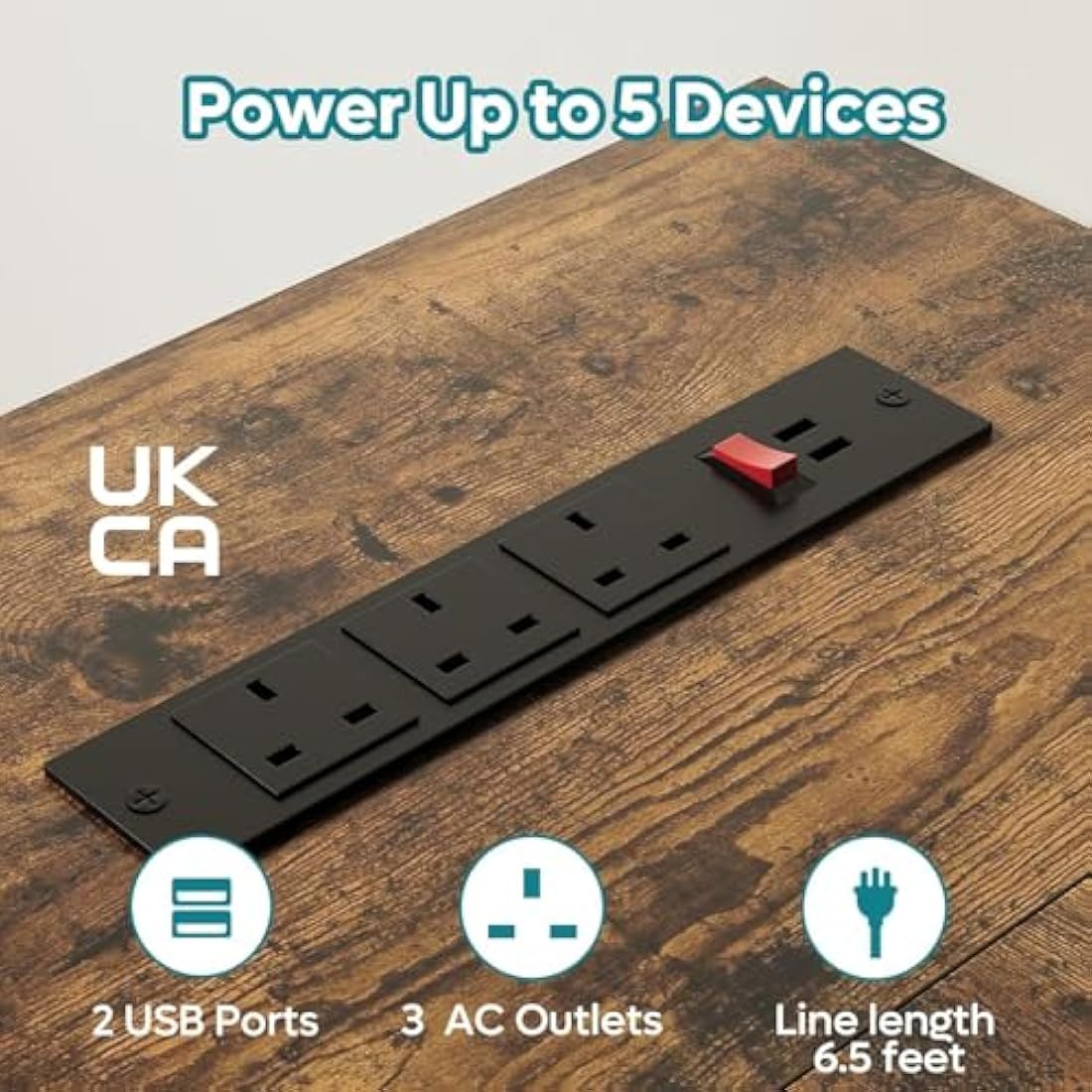 147CM L-Shaped Gaming Desk with LED Lights & Power Outlets