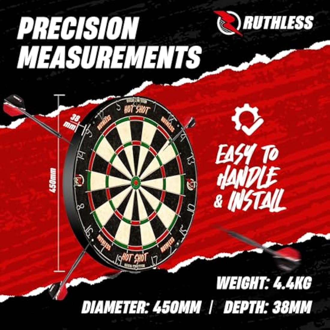 Ruthless Home Darts Centre | Cabinet, Hot Shot Dartboard & 2 Dart Sets