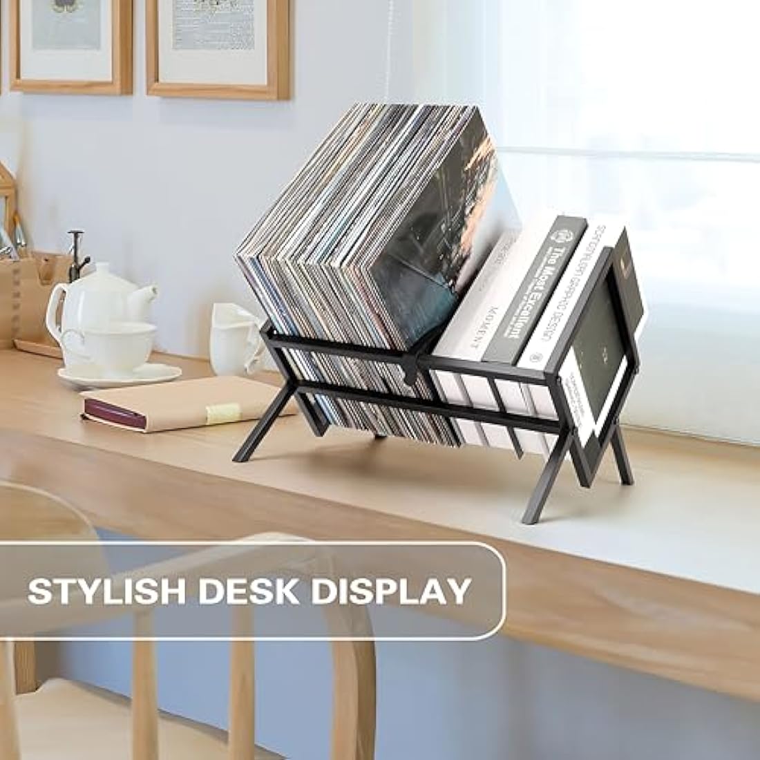 Jolof Store Vinyl Record Storage Holder – Metal 70 LP Album Display Stand