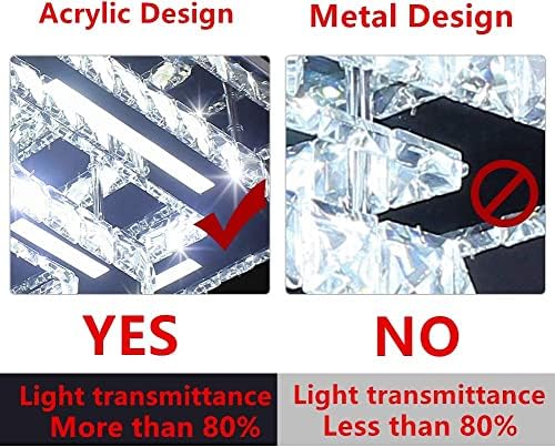 Modern 2-Square Crystal LED Ceiling Light – Cool White Flush Mount