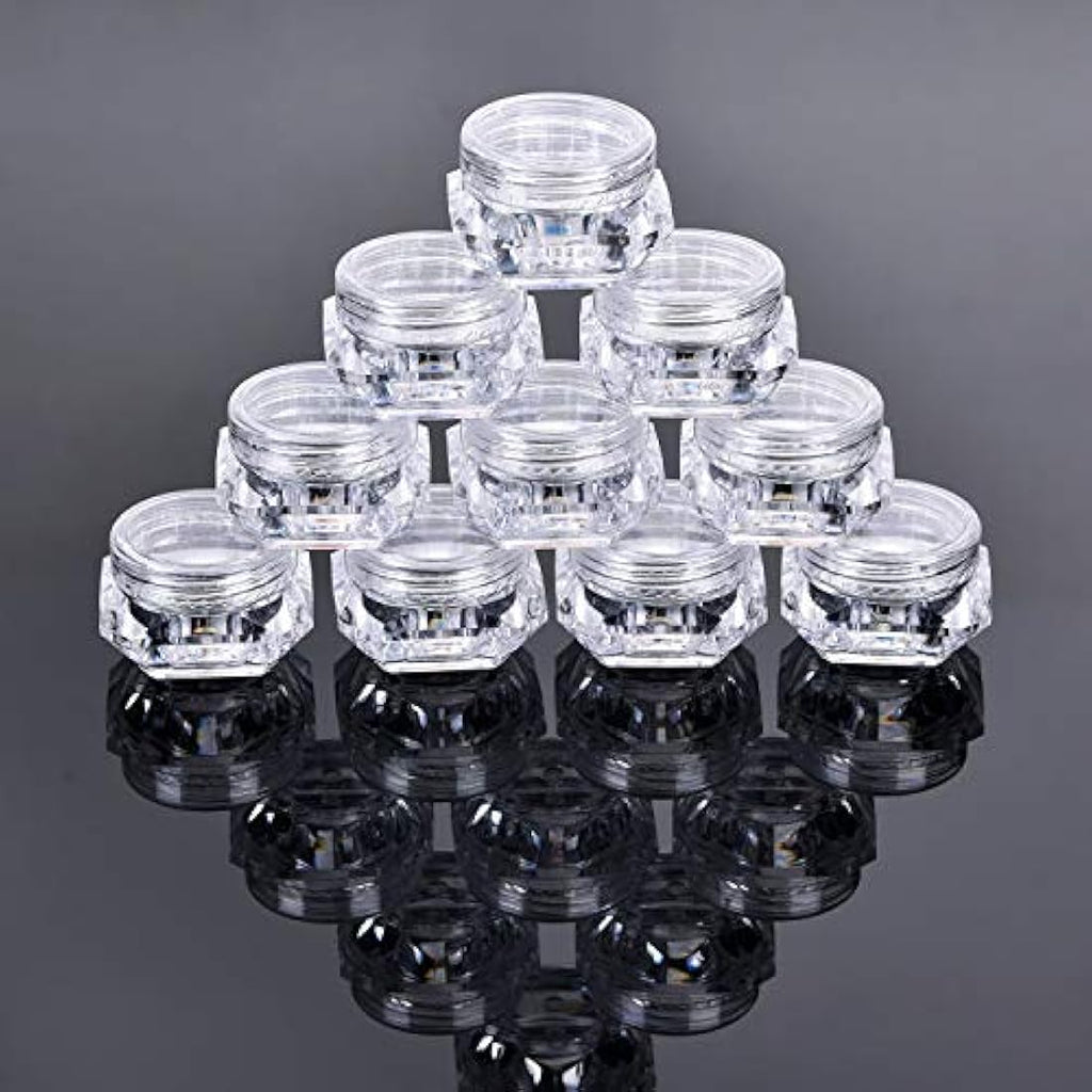 Yalbdopo 50-Piece 5g Diamond Cosmetic Jars with Spatulas | Clear Plastic