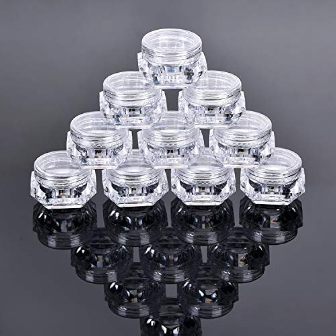 Yalbdopo 50-Piece 5g Diamond Cosmetic Jars with Spatulas | Clear Plastic