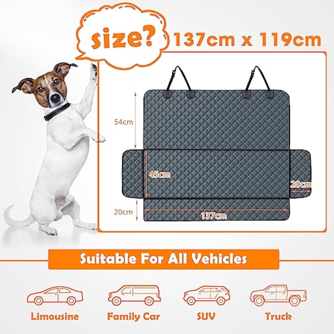 JOEJOY Dog Car Seat Cover – Waterproof 4-in-1 Back Seat Protector
