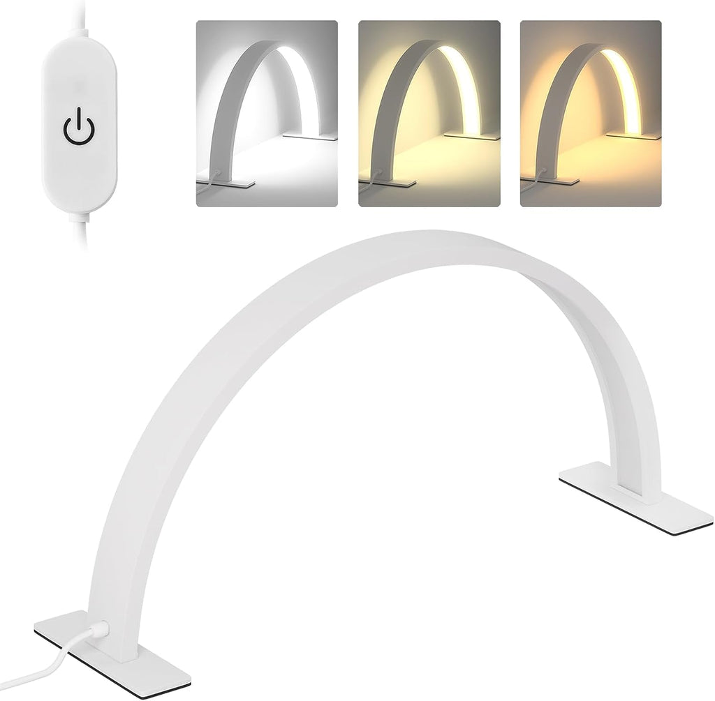 TwoWin Half Moon LED Lash & Nail Tech Lamp - 3000-6000K Desk Light, White