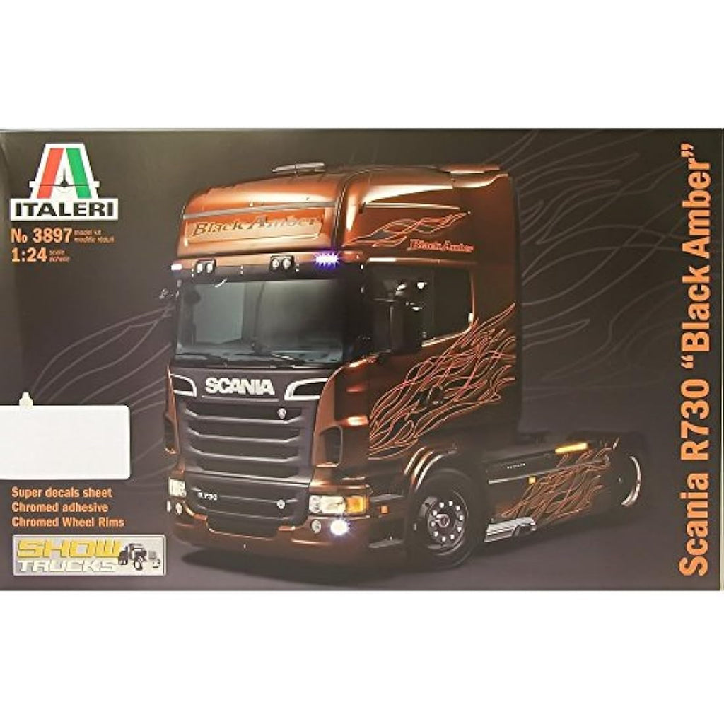 Italeri Scania R730 V8 Black Amber Model Truck Kit - 1:24 Scale
