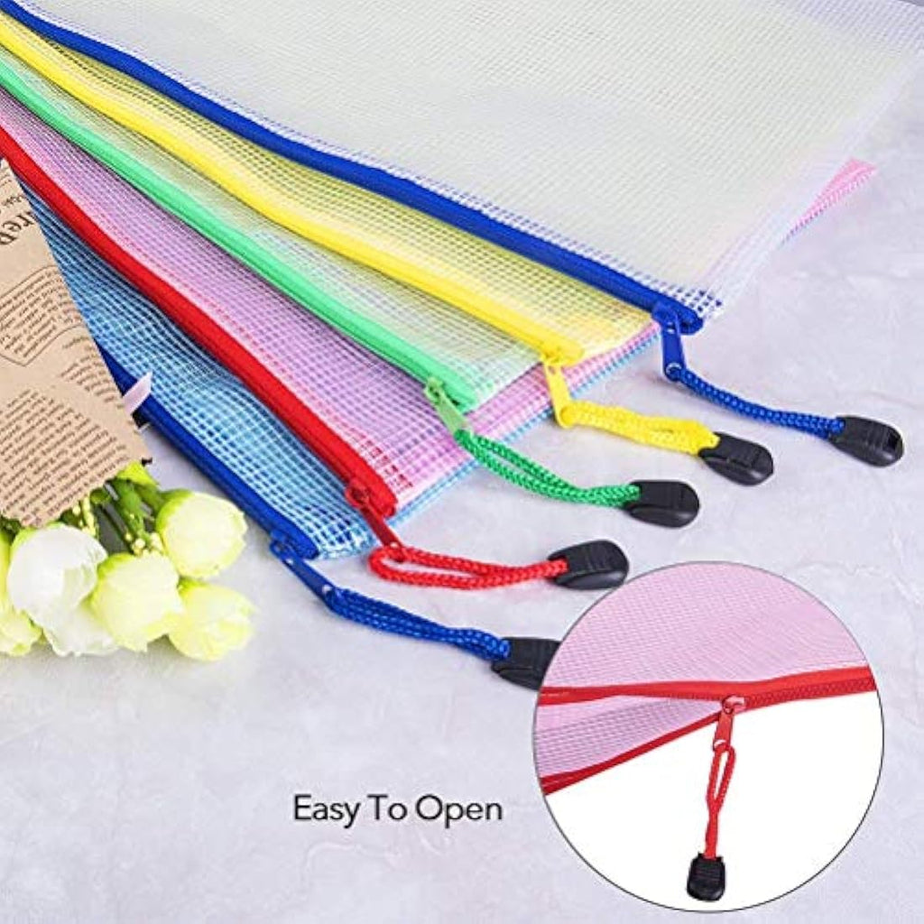 Vicloon A4 Plastic Wallets – 10 Pcs Mesh Zip Document Bags for Office