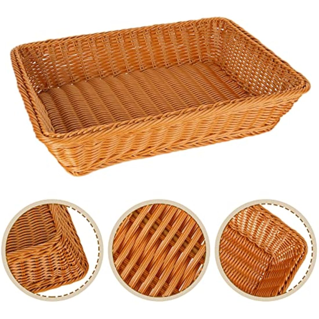 GOYADA 3PCS Dark Brown Woven Baskets – 40x30cm Polypropylene Wicker