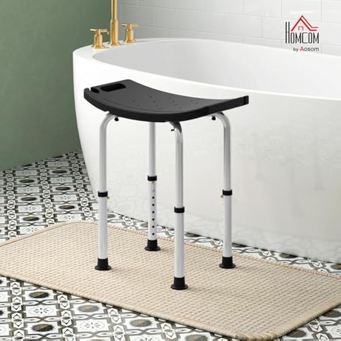 Jolof Store Height Adjustable Shower Stool – Non-Slip Aluminium Chair