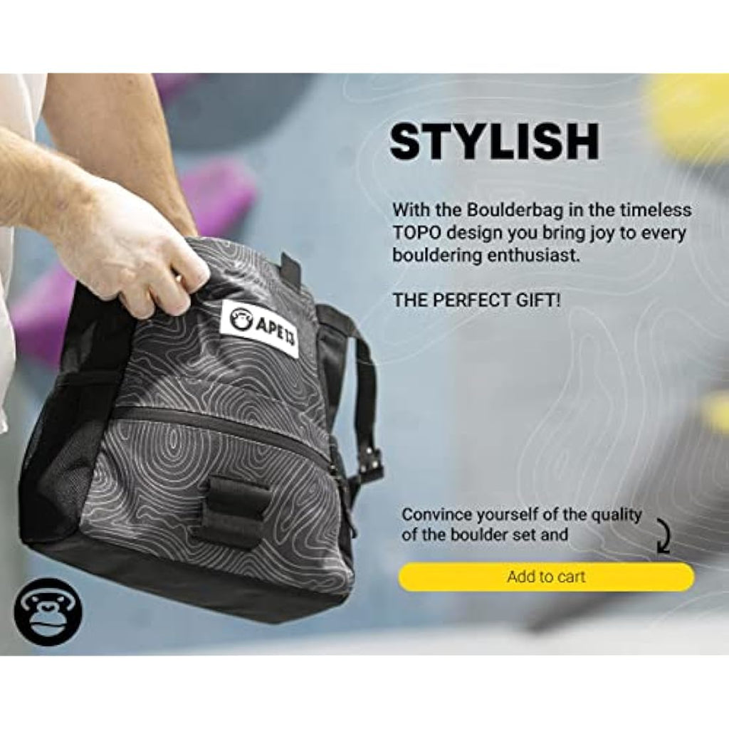 APE13 Chalk Bag Boulder Set – Large Magnesium Bag with Brush & Chalk