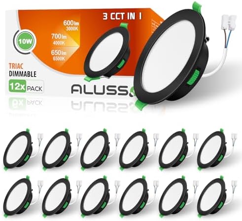 ALUSSO Ultra Slim 10W Dimmable LED Downlights | IP44 CCT Adjustable | 12 Pack