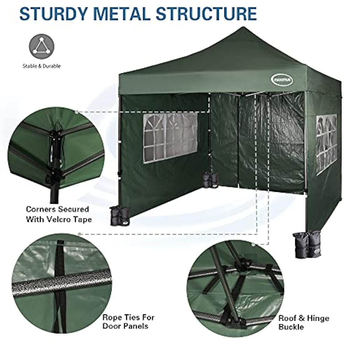 MAXIMUS 3m x 3m Heavy Duty Commercial Pop Up Gazebo with 4 Sides - Green