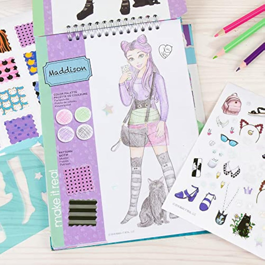 Make It Real Kitty Fashion Sketchbook with Stencils and Stickers
