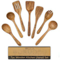 A&M Natural Living Acacia Wood Kitchen Utensils - 7 Piece Cooking Set
