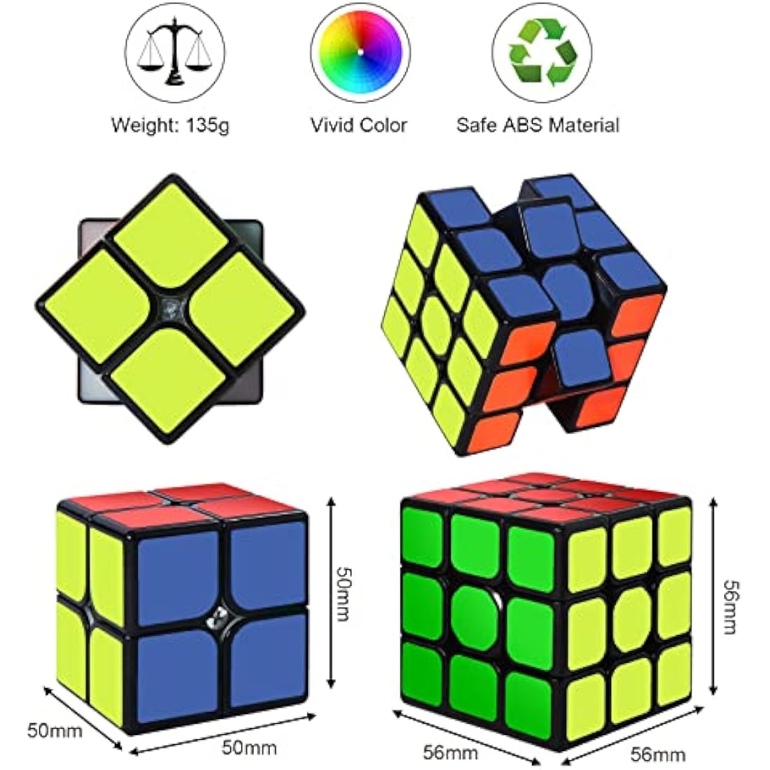 ROXENDA Speed Cube Set | 2x2 3x3 Magic Cube Puzzle Toys for All Ages