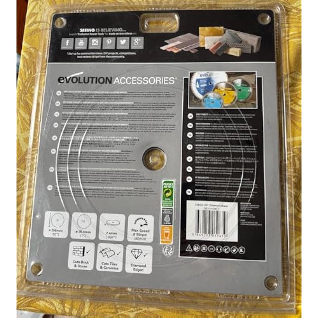 Evolution 255mm Diamond Blade – High Concentration Masonry Saw Blade