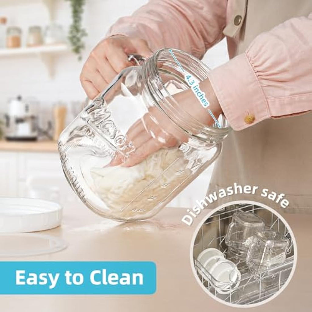 Absovetu 2-Pack Large Glass Mason Jars with Handle - 74oz Wide Mouth