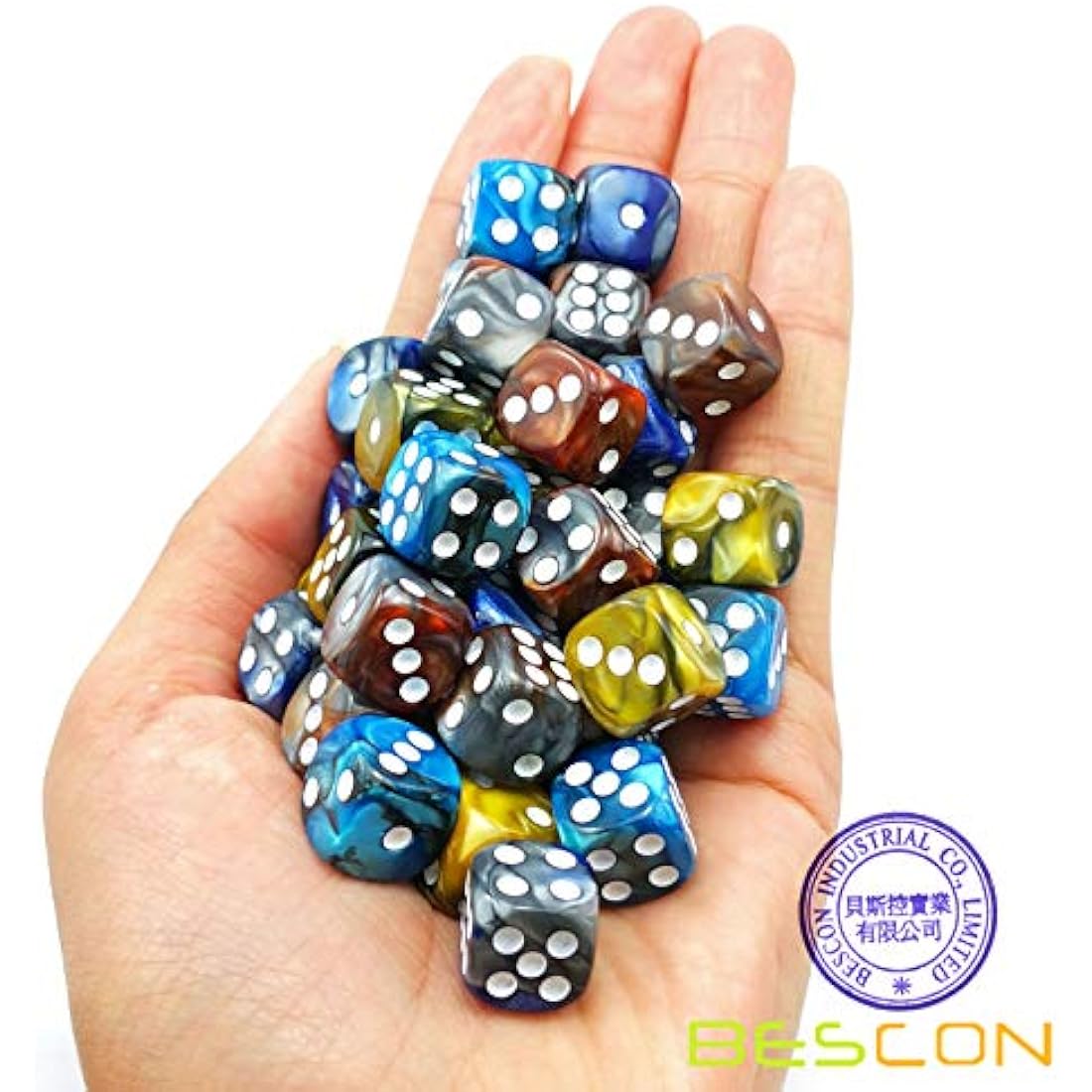 Bescon 12mm D6 Dice Set - 36 Piece Gemini Rock Colors with Case