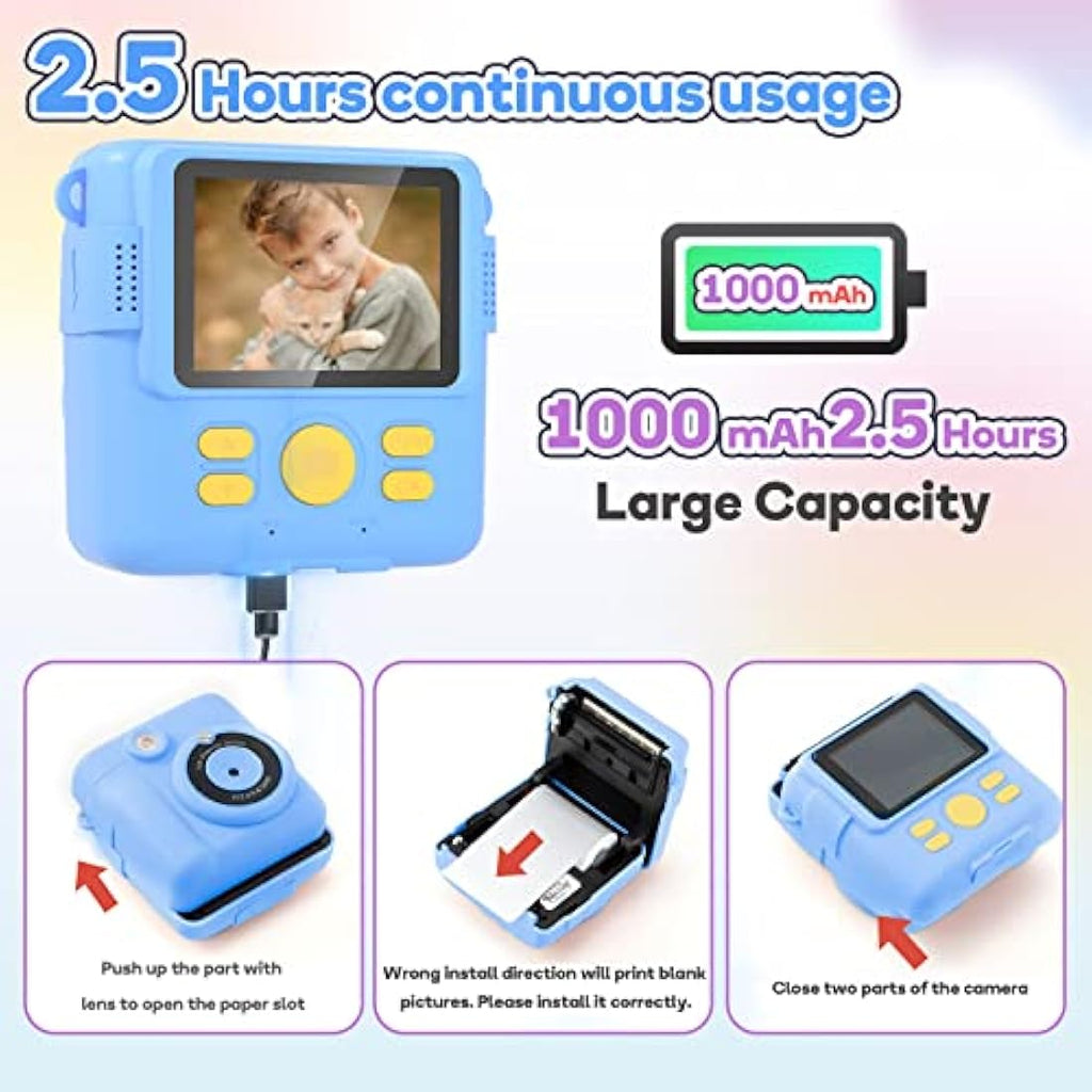 OPERHOO Kids Instant Print Camera | 1080P HD Digital Toy with 32GB SD Card