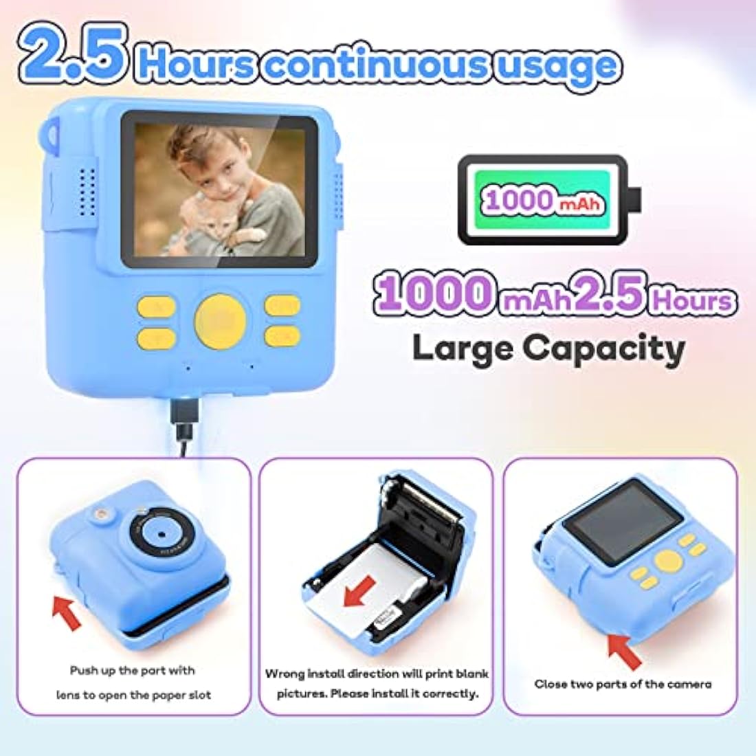 OPERHOO Kids Instant Print Camera | 1080P HD Digital Toy with 32GB SD Card