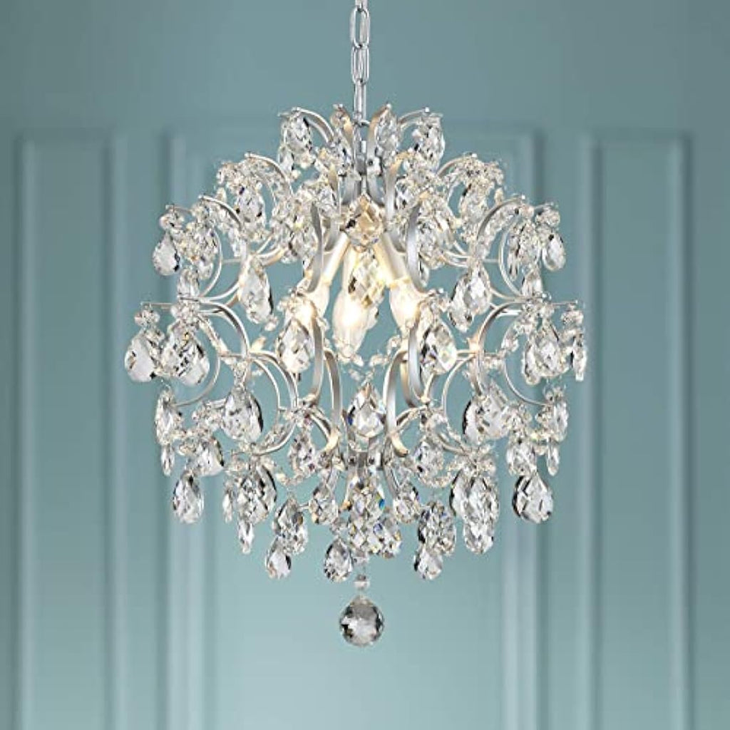 Bestier Modern Silver Crystal Raindrop Chandelier | 3-Light Pendant