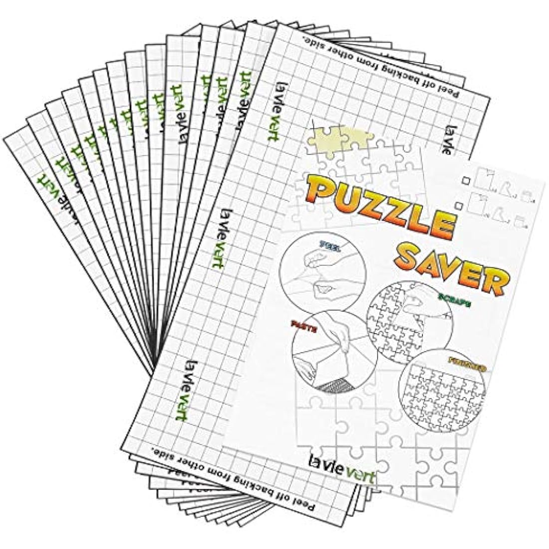 Lavievert Puzzle Saver Adhesive Sheets | 14 Peel & Stick Jigsaw Glue Sheets
