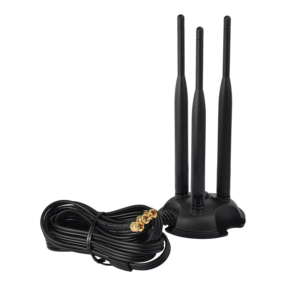 Eightwood Dual Band WiFi Antenna | Triple RP-SMA Aerial for PC & Router