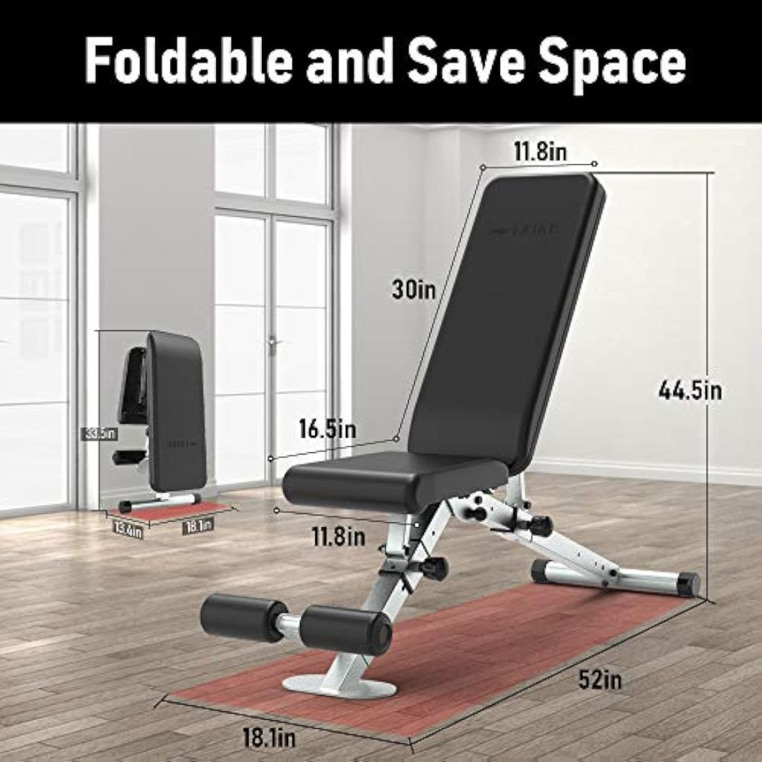 Leikefitness Adjustable Weight Bench | Foldable Heavy Duty Workout Bench