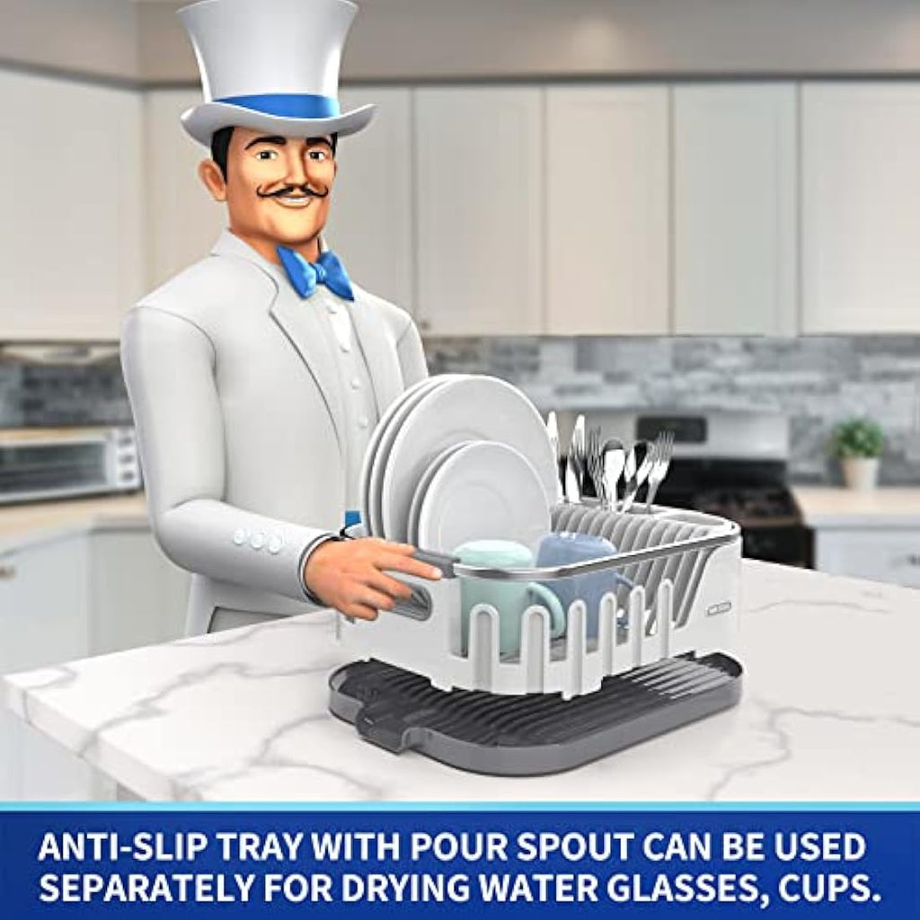MR.SIGA Dish Drying Rack with Drainboard – Compact Aluminum Kitchen Drainer
