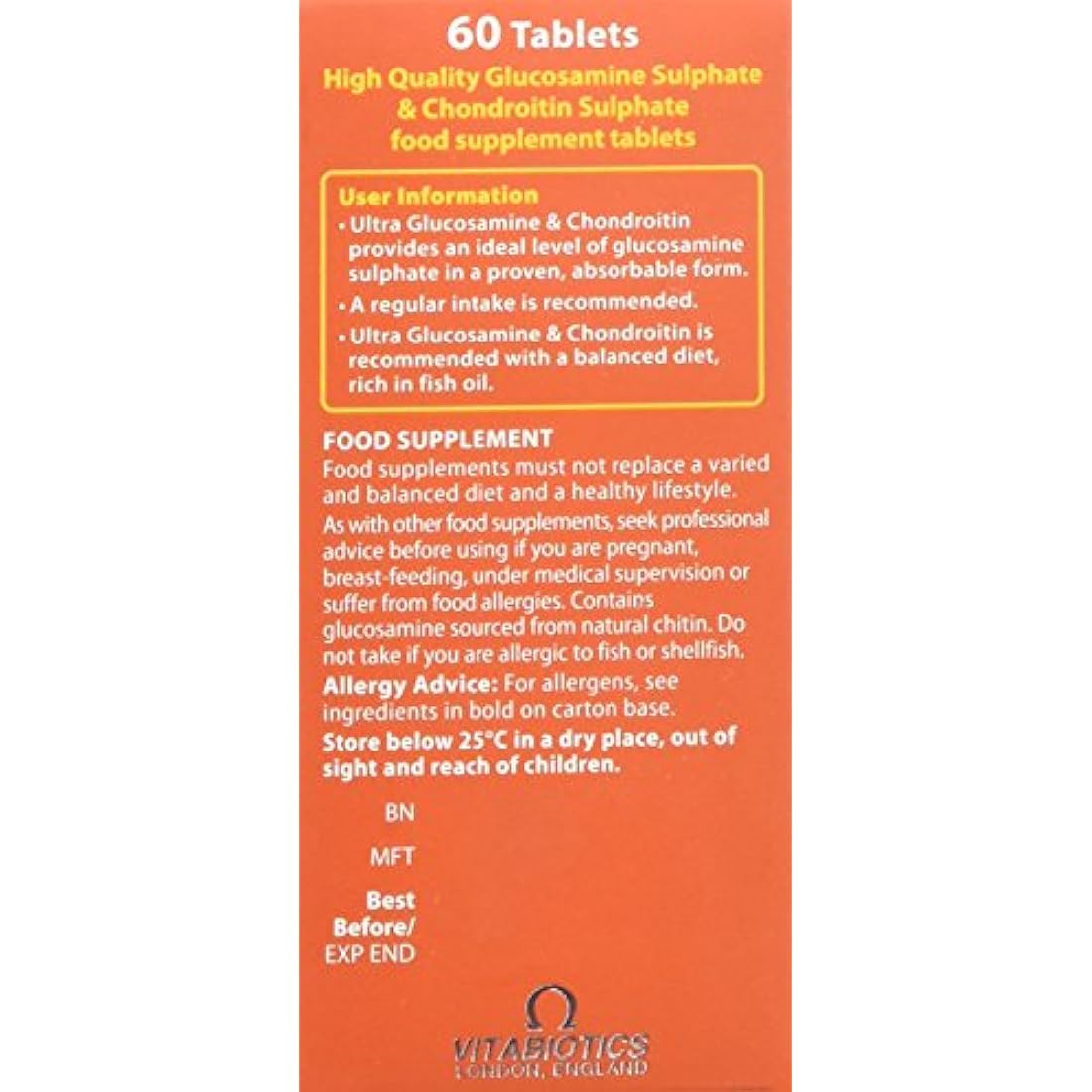 Vitabiotics Ultra Glucosamine & Chondroitin - Joint Health - 60 Tablets