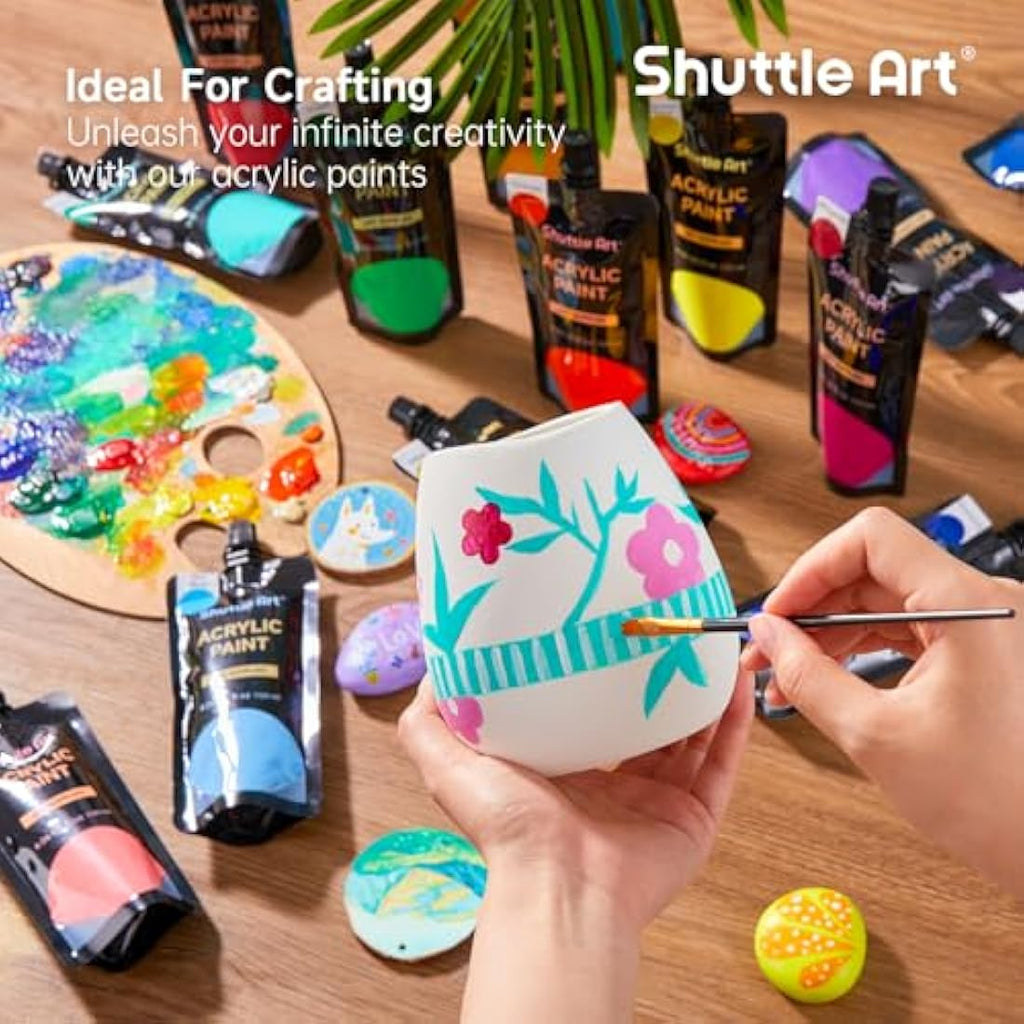 Shuttle Art Acrylic Paint Set – 18 Colors, 120ml Pouches for Canvas
