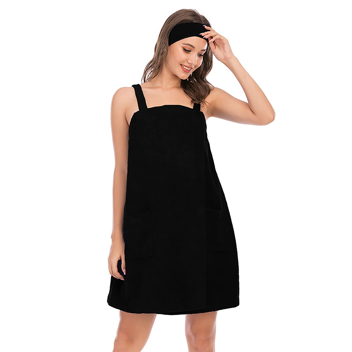 Verve Jelly Women's Spa Bath Towel Wrap with Headband – Black XXL