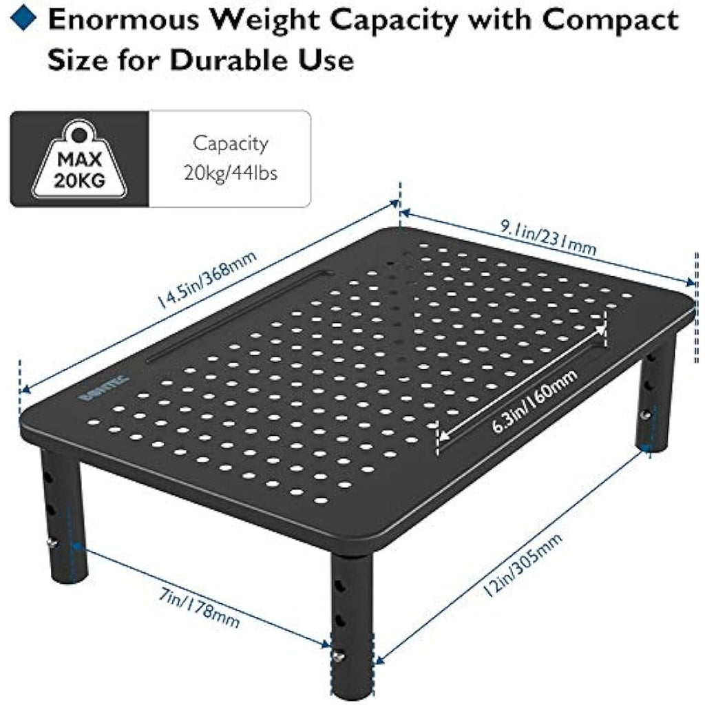 BONTEC Metal Monitor Stand | Height Adjustable Desk Riser (2 Pack)