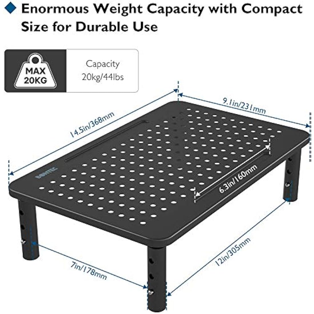 BONTEC Metal Monitor Stand | Height Adjustable Desk Riser (2 Pack)