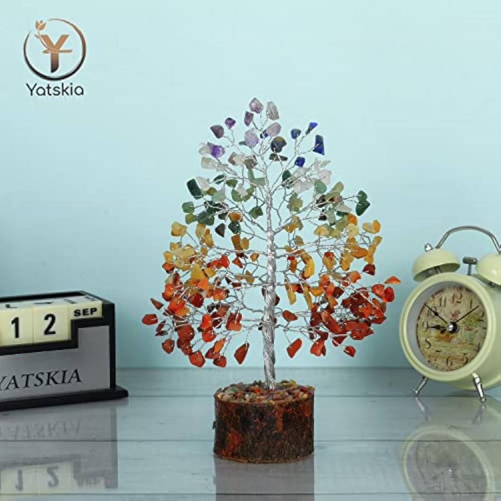 7 Chakra Crystal Tree of Life – 10" Feng Shui Gemstone Bonsai