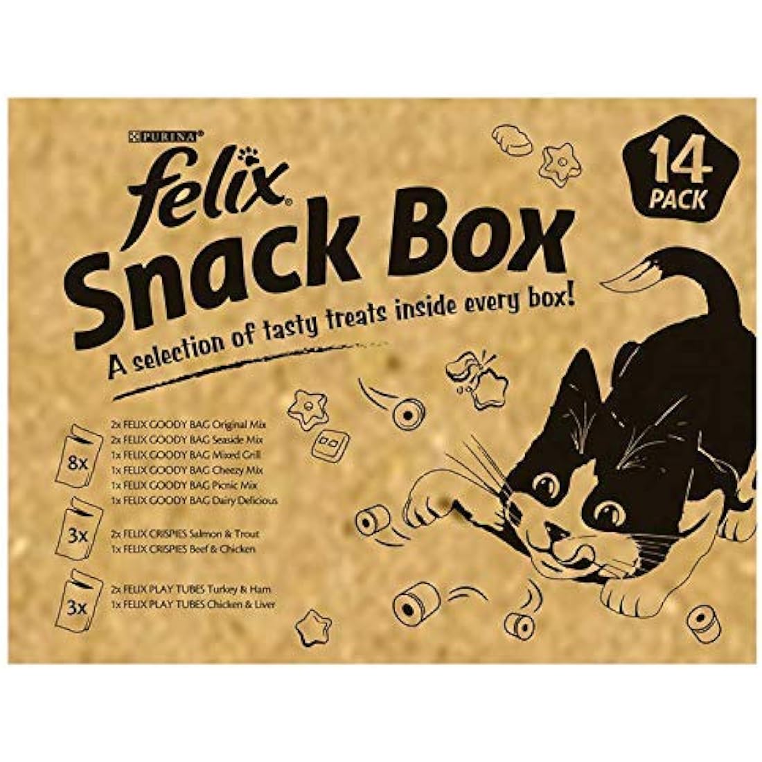 Felix Cat Treat Snack Box - Mixed Flavours & Textures (14 x 765g Packs)