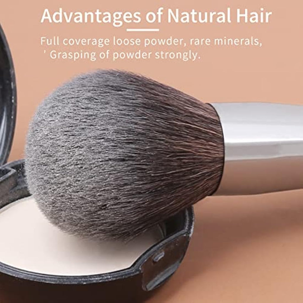 ENZO KEN 24pc Natural Goat Hair Makeup Brush Set with Walnut Handles & Case