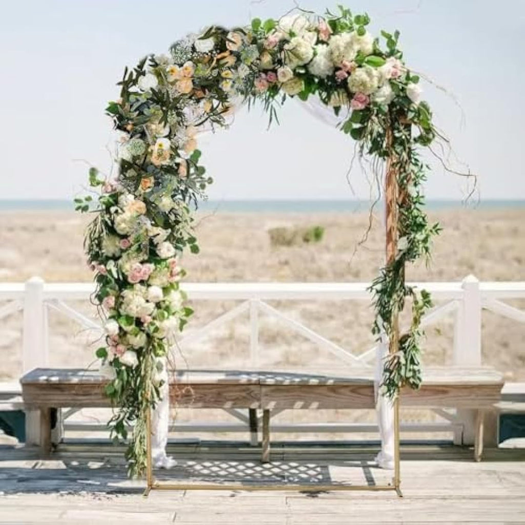 VINCIGANT 2M Gold Metal Wedding Arch Backdrop Stand for Party Decor
