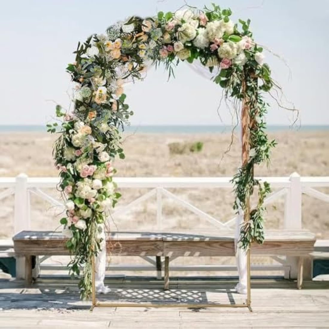 VINCIGANT 2M Gold Metal Wedding Arch Backdrop Stand for Party Decor