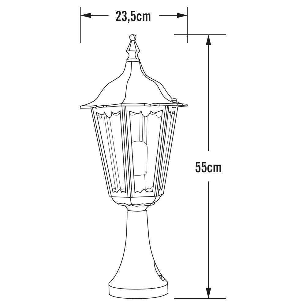 Konstsmide Firenze Outdoor Bollard Light – Matt Black Aluminium Pedestal