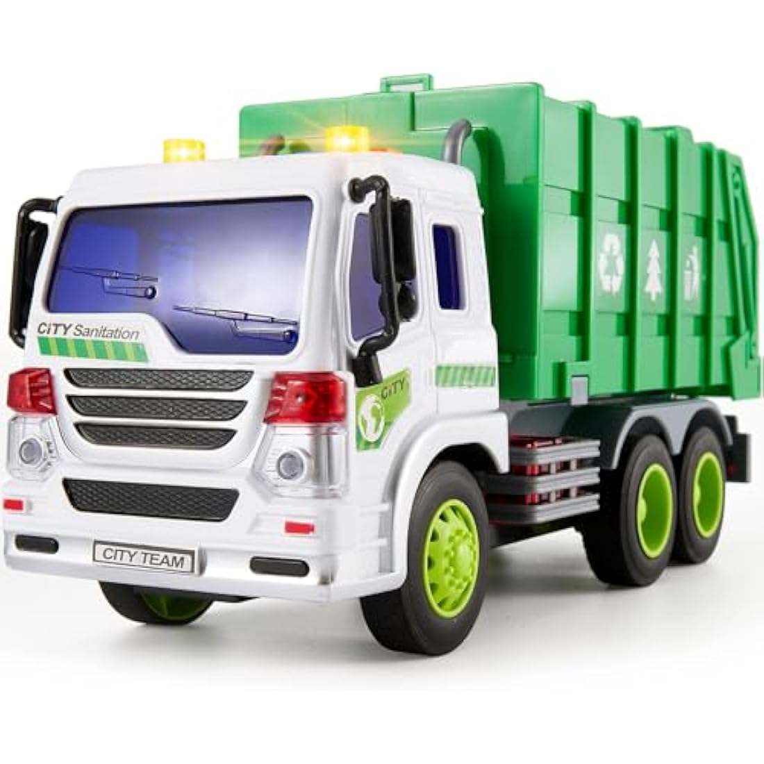 HERSITY Garbage Truck Toy with Lights and Sounds – 1/16 Scale Bin Lorry