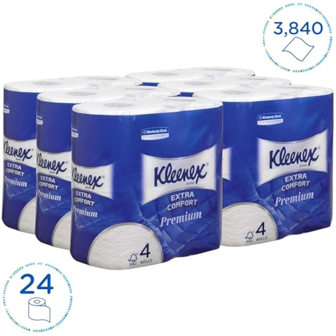 Kleenex 8484 4-Ply Premium Quilted Toilet Paper - 24 Rolls x 160 Sheets